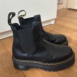 Dr. Martens Black Chelsea Boots with Yellow Accents